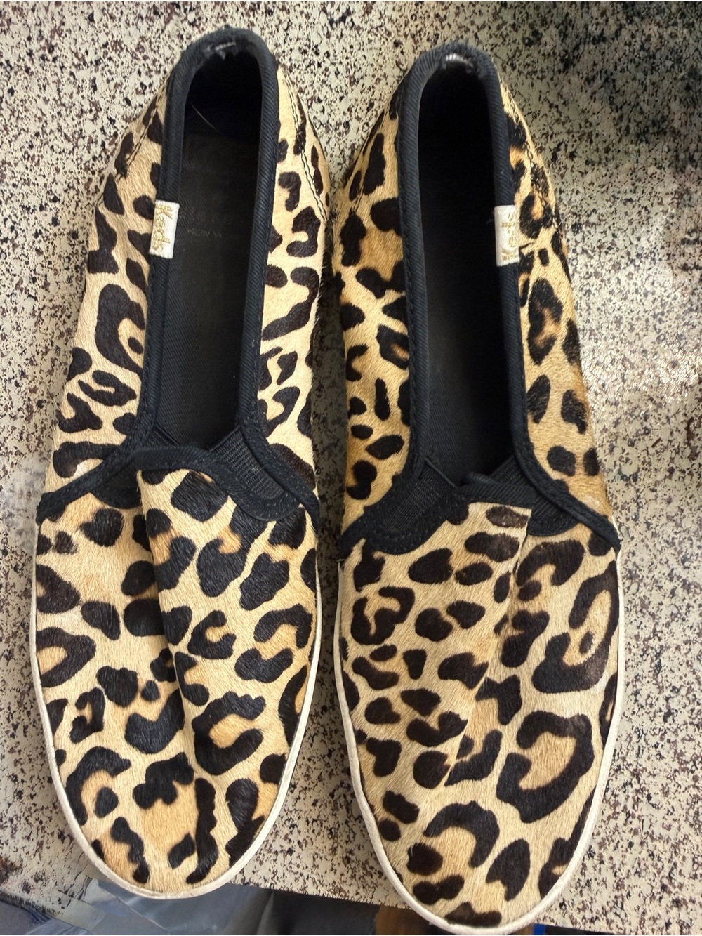 Keds Leopard Print Fur Slip-On Women’s Shoes - Black & Tan